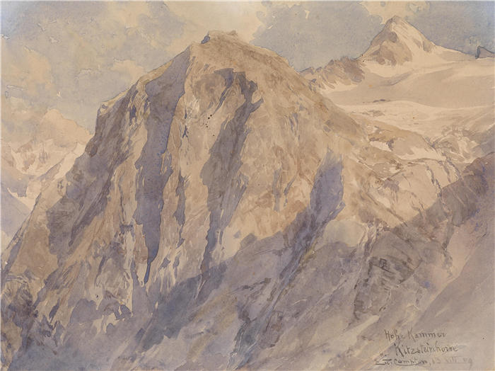 爱德华·西奥多·康普顿(Edward Theodore Compton,德国画家)高清作品-《Hohe Kammer Kitzsteinhorn(1909)》