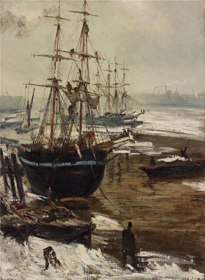 詹姆斯·麦克尼尔·惠斯勒(James McNeill Whistler，美国画家)-《冰中的泰晤士河 (1860)》