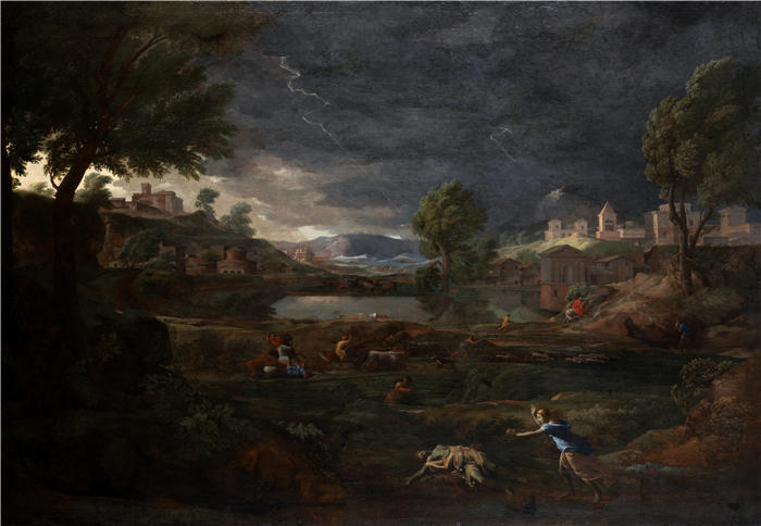 尼古拉斯·普桑（Nicolas Poussin，法国画家）高清作品-《雷雨中的风景（1651 年）》