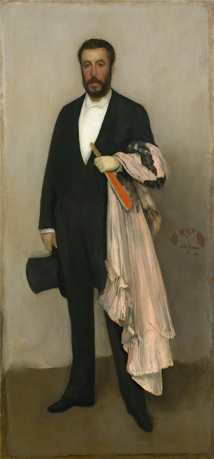 詹姆斯·麦克尼尔·惠斯勒(James McNeill Whistler，美国画家)-《肉色和黑色的排列；西奥多·杜雷特的肖像（1883 年）》