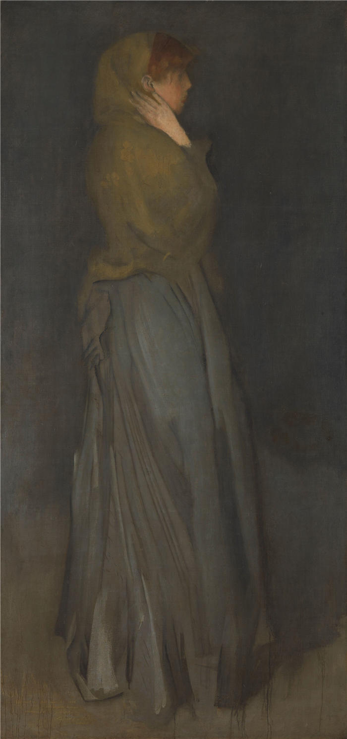 詹姆斯·麦克尼尔·惠斯勒(James McNeill Whistler,美国画家)-《黄色和灰色的排列;艾菲·迪恩斯 (c. 1876 - c. 1878)》