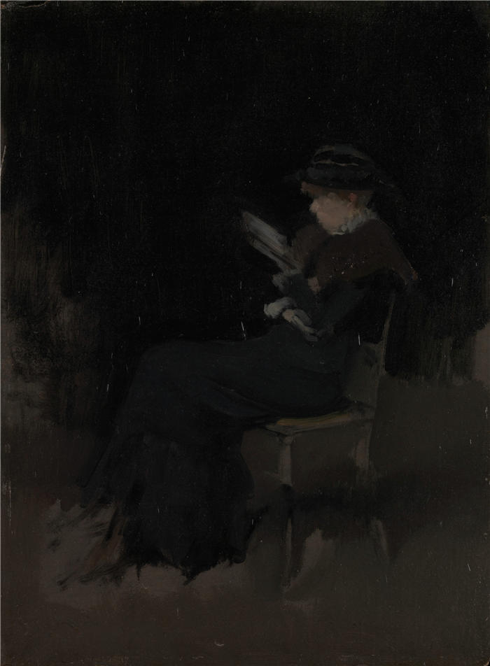 詹姆斯·麦克尼尔·惠斯勒(James McNeill Whistler，美国画家)-《黑色排列；读书的女孩（约 1880-90 年）》