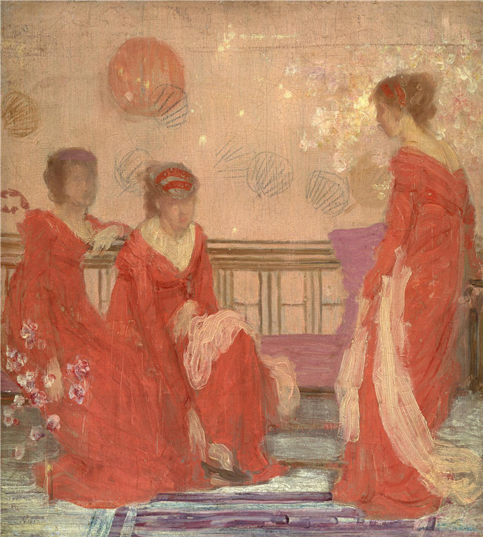 詹姆斯·麦克尼尔·惠斯勒(James McNeill Whistler，美国画家)-《肉色与红色的和谐（约 1869 年）》