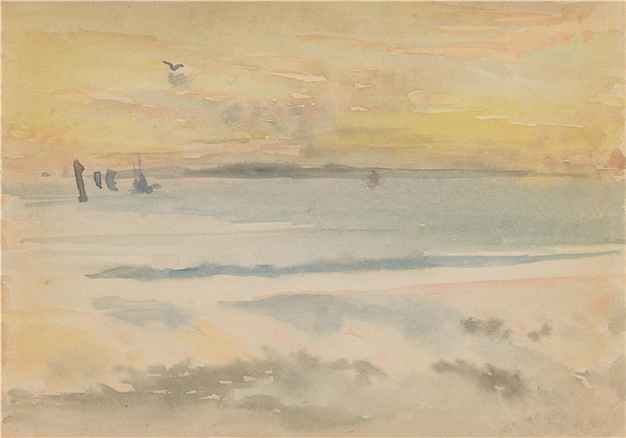 詹姆斯·麦克尼尔·惠斯勒(James McNeill Whistler，美国画家)-《圣艾夫斯；日落（1883-1884）》