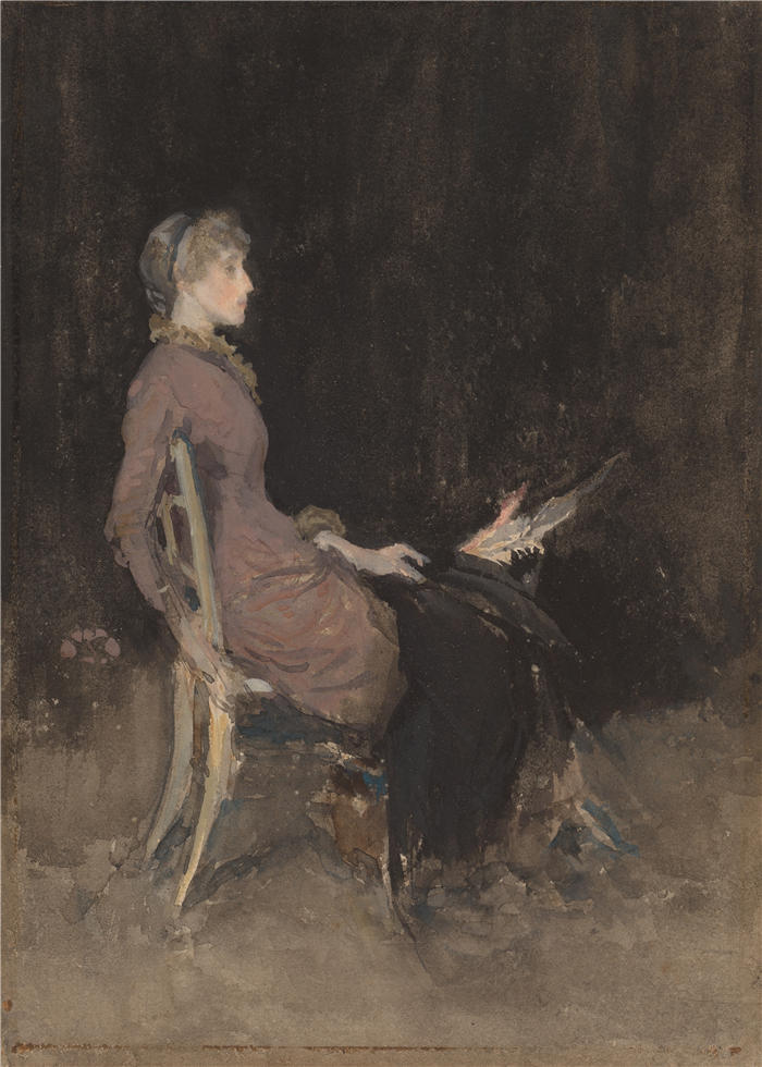 詹姆斯·麦克尼尔·惠斯勒(James McNeill Whistler，美国画家)-《黑色和金色的研究（玛奇·奥多诺霍）（1883-1884）》