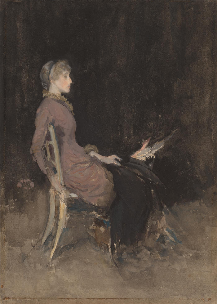 詹姆斯·麦克尼尔·惠斯勒(James McNeill Whistler,美国画家)-《黑色和金色的研究(玛奇·奥多诺霍)(1883-1884)》