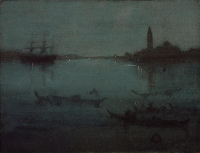 詹姆斯·麦克尼尔·惠斯勒(James McNeill Whistler，美国画家)-《蓝银夜曲——威尼斯泻湖（1879 年至 1880 年间）》