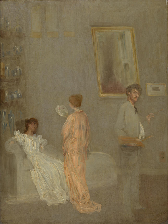 詹姆斯·麦克尼尔·惠斯勒(James McNeill Whistler，美国画家)-《工作室中的艺术家（1865-66 年）》