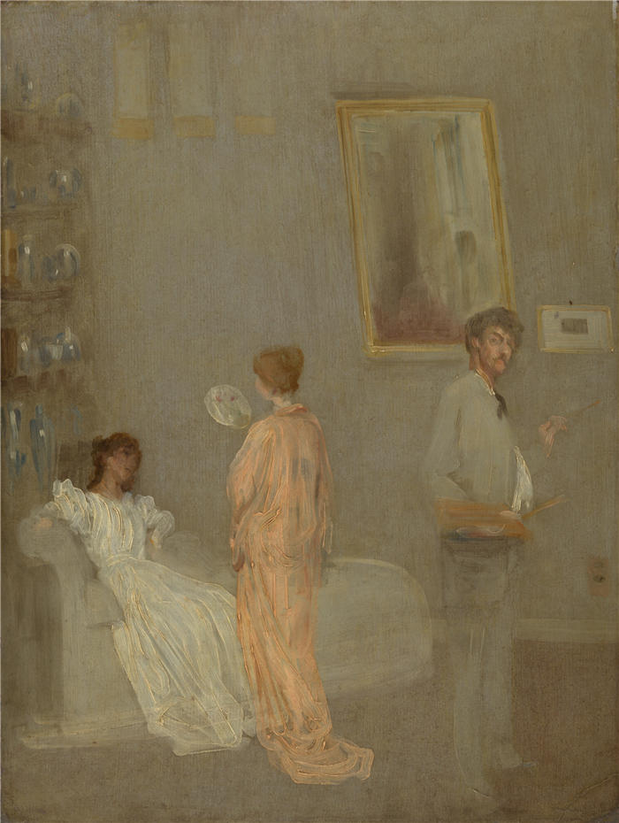 詹姆斯·麦克尼尔·惠斯勒(James McNeill Whistler,美国画家)-《工作室中的艺术家(1865-66 年)》