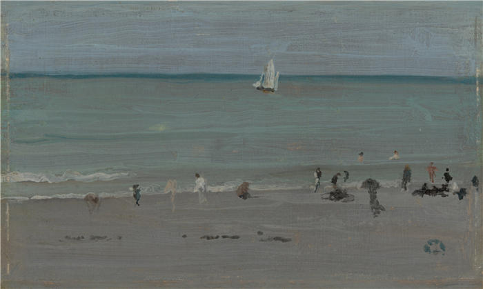 詹姆斯·麦克尼尔·惠斯勒(James McNeill Whistler，美国画家)-《海岸风光，沐浴者（1884-85 年）》