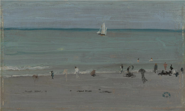 詹姆斯·麦克尼尔·惠斯勒(James McNeill Whistler,美国画家)-《海岸风光,沐浴者(1884-85 年)》