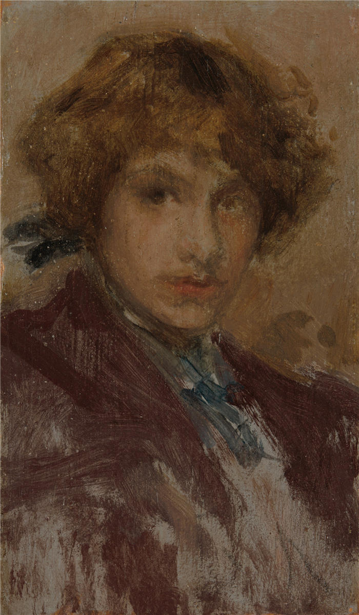 詹姆斯·麦克尼尔·惠斯勒(James McNeill Whistler，美国画家)-《研究女孩的头部和肩膀（1896-97）》