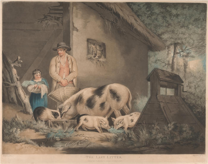 乔治·莫兰（George Morland，英国画家）高清作品-《最后一窝（1803）》