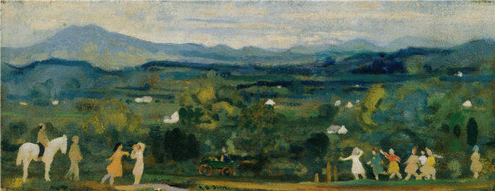 亚瑟·鲍文·戴维斯(Arthur Bowen Davies ,美国画家)高清作品-《绿色的诞生》