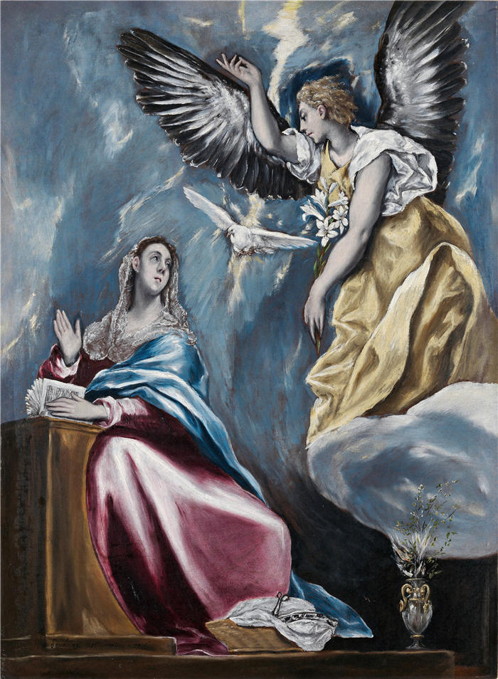 艾尔·葛雷柯（El Greco，希腊、西班牙画家  ）高清作品-《天使报喜 (C.1595)》