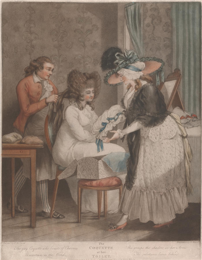 乔治·莫兰（George Morland，英国画家）高清作品-《厕所里的风骚（1787）》