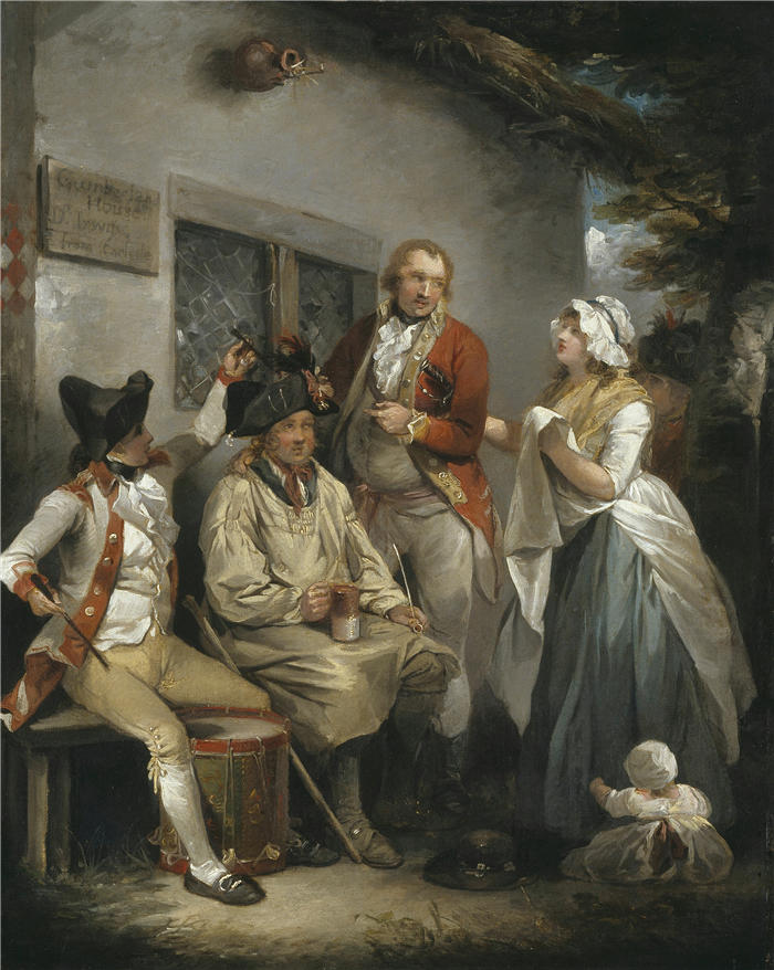 乔治·莫兰（George Morland，英国画家）高清作品-《招募新兵（约 1790 年）》