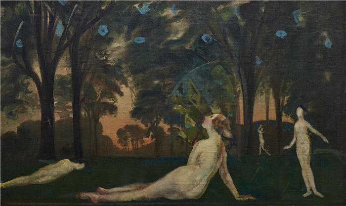 亚瑟·鲍文·戴维斯(Arthur Bowen Davies ,美国画家)高清作品-《夏季走廊(约 1910 年)》