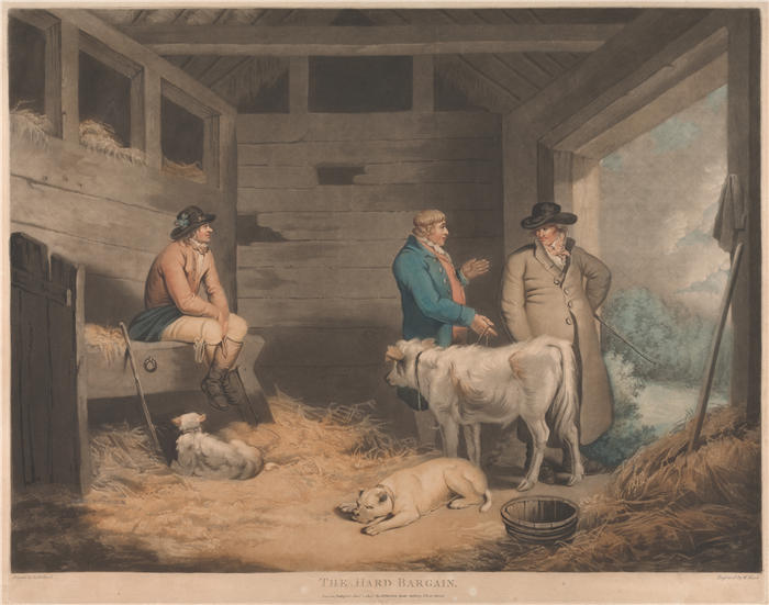 乔治·莫兰（George Morland，英国画家）高清作品-《艰难的交易（1803）》