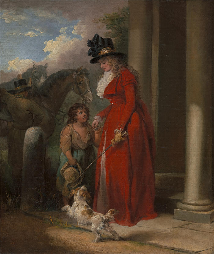 乔治·莫兰（George Morland，英国画家）高清作品-《乡绅之门（约 1790 年）》