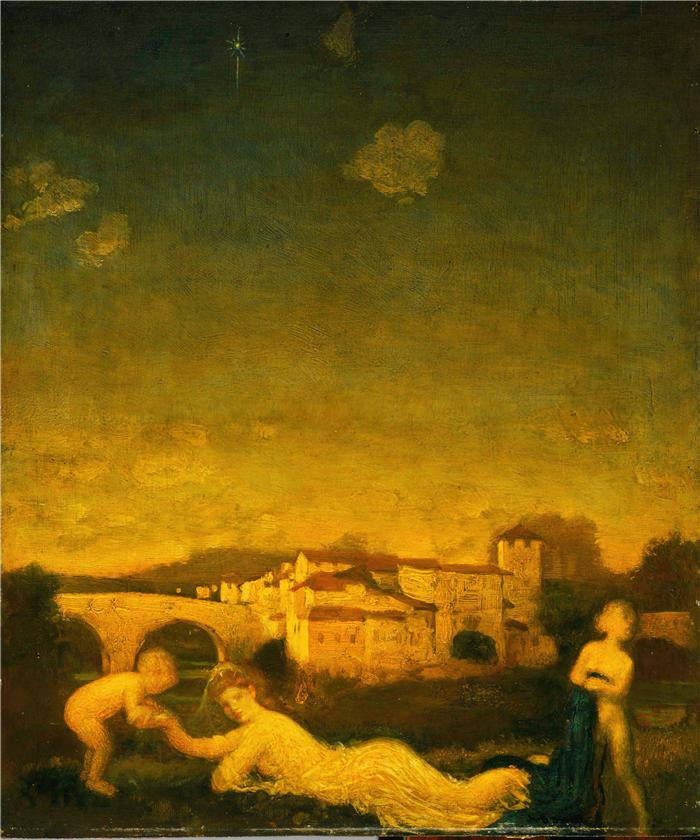 亚瑟·鲍文·戴维斯(Arthur Bowen Davies ,美国画家)高清作品-《义务中提琴 (1895)》
