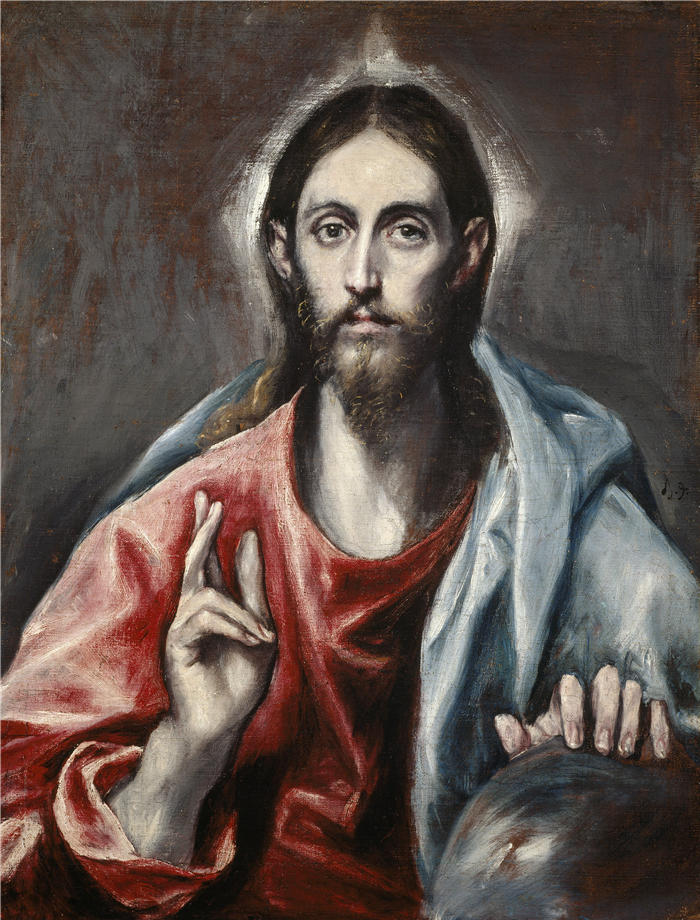 艾尔·葛雷柯（El Greco，希腊、西班牙画家  ）高清作品-《基督祝福（“世界的救主”）》