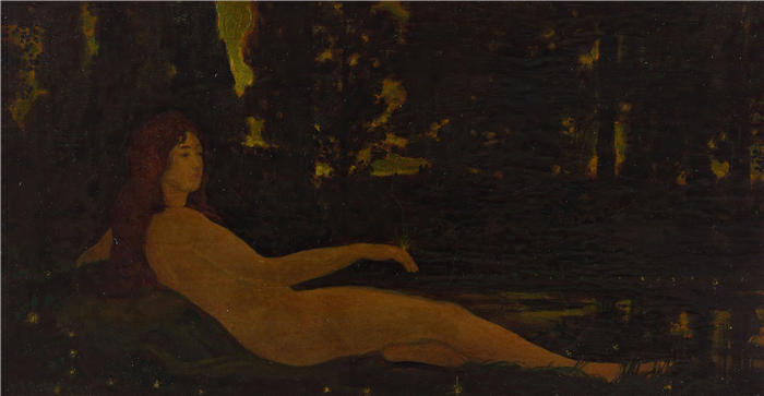 亚瑟·鲍文·戴维斯（Arthur Bowen Davies ，美国画家）高清作品-《塞墨勒或仙女 (1907)》