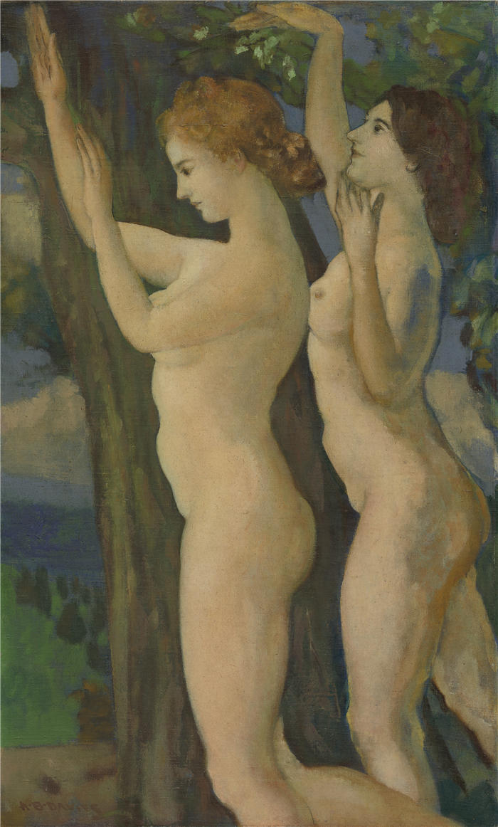 亚瑟·鲍文·戴维斯(Arthur Bowen Davies ,美国画家)高清作品-《甜颤叶(1922-1923)》