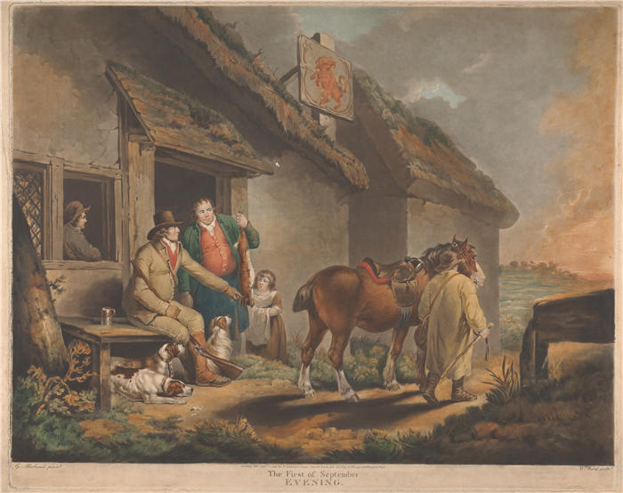 乔治·莫兰（George Morland，英国画家）高清作品-《九月一日——傍晚（1796）》