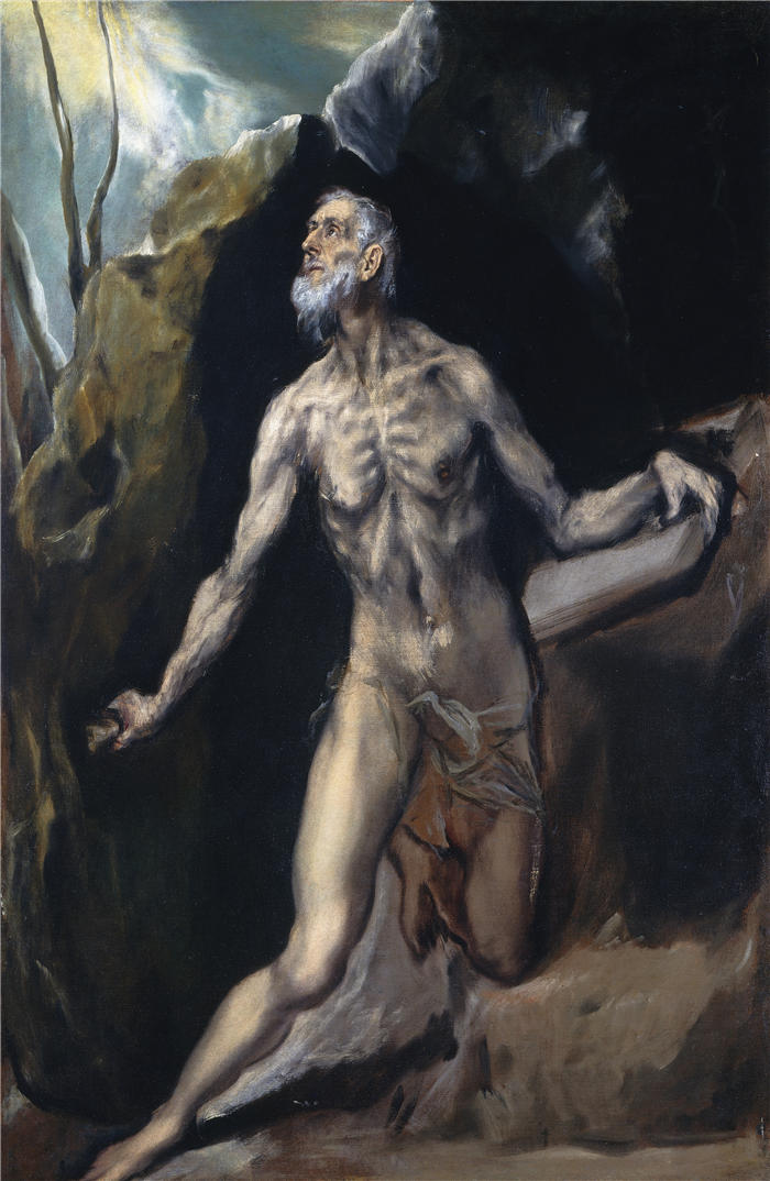 艾尔·葛雷柯（El Greco，希腊、西班牙画家  ）高清作品-《圣杰罗姆 (c. 1610-1614)》