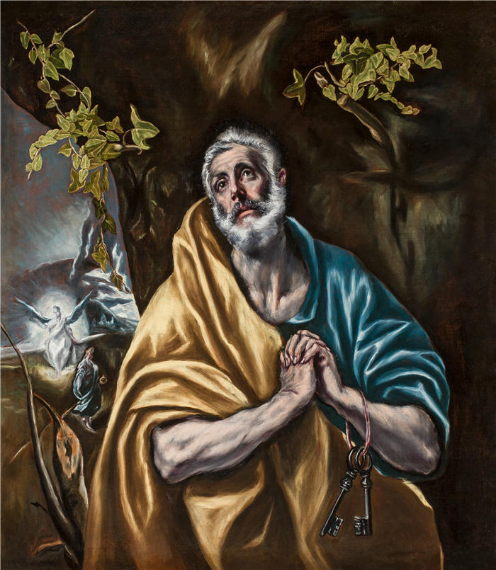 艾尔·葛雷柯(El Greco,希腊、西班牙画家 )高清作品-《忏悔的圣彼得(约 1590-1595 年)》