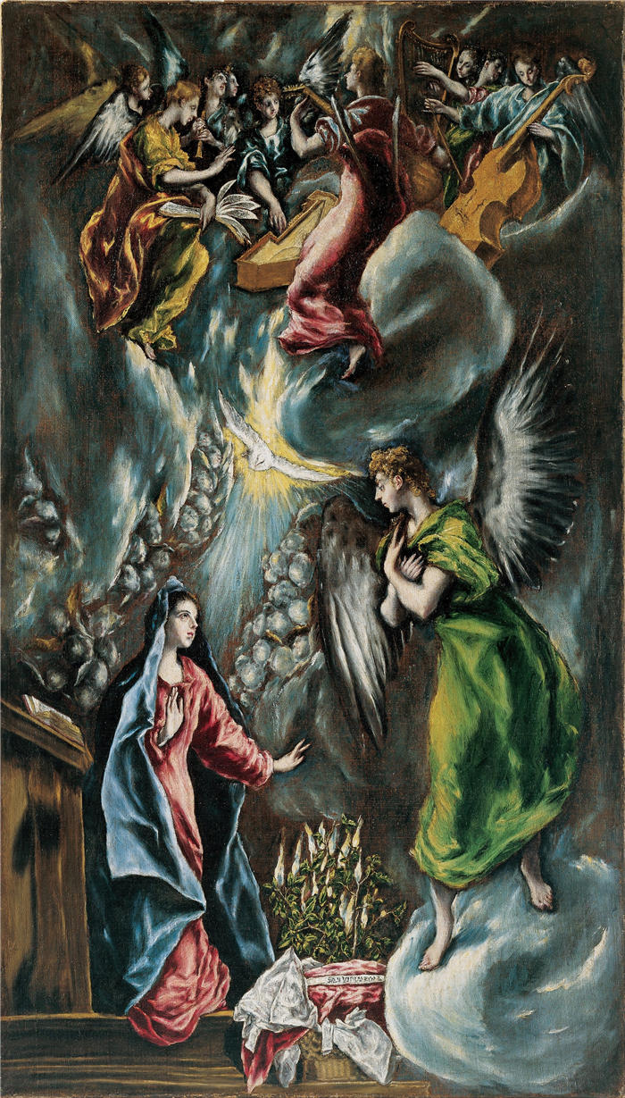 艾尔·葛雷柯(El Greco,希腊、西班牙画家 )高清作品-《天使报喜(约 1596-1600)》