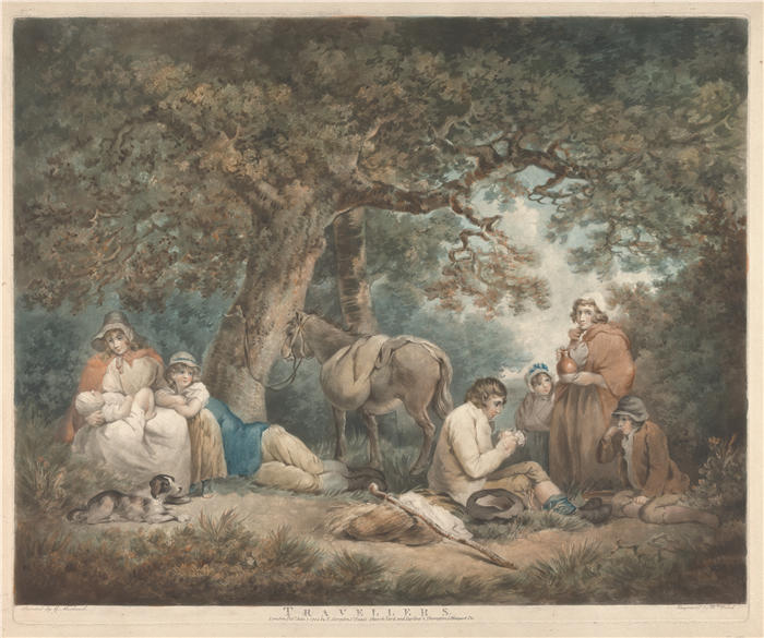 乔治·莫兰（George Morland，英国画家）高清作品-《旅行者 (1794)》