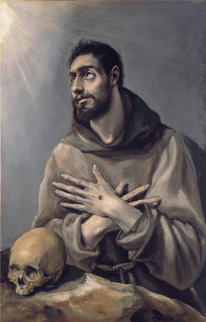 艾尔·葛雷柯（El Greco，希腊、西班牙画家  ）高清作品-《圣弗朗西斯在狂喜中（约 1577-1580 年）》