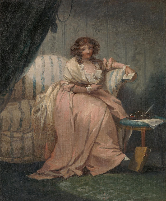 乔治·莫兰（George Morland，英国画家）高清作品-《一个叫安妮的女人，艺术家的妻子（约 1795 年）》