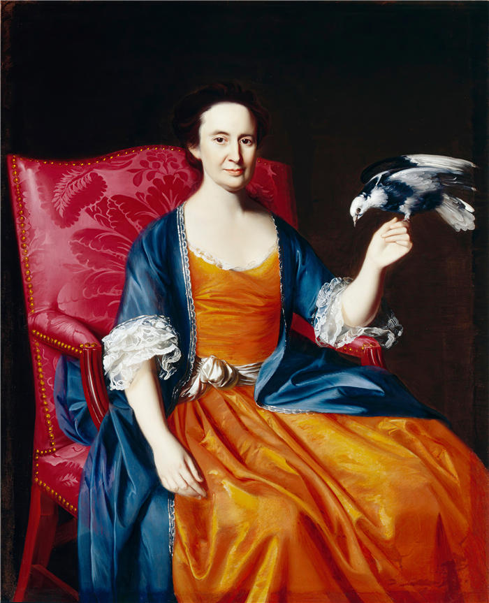 约翰·辛格尔顿·科普利 (John Singleton Copley，美国画家)高清作品-《本杰明·哈洛威尔夫人（1766 年或 1767 年）》