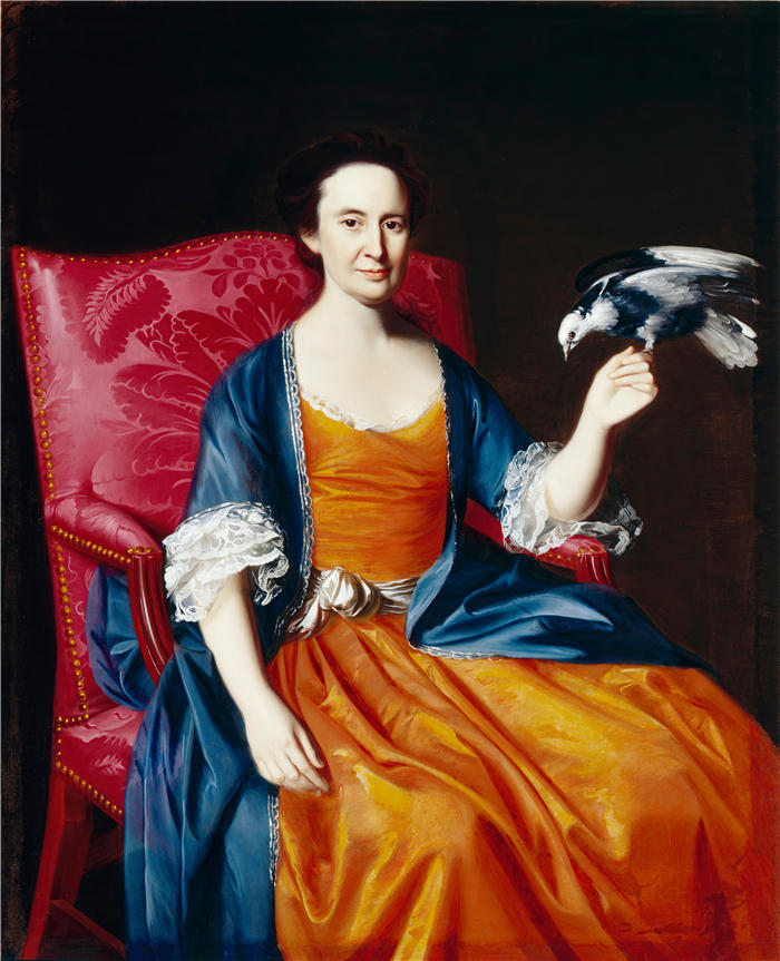 约翰·辛格尔顿·科普利 (John Singleton Copley,美国画家)高清作品-《本杰明·哈洛威尔夫人(1766 年或 1767 年)》