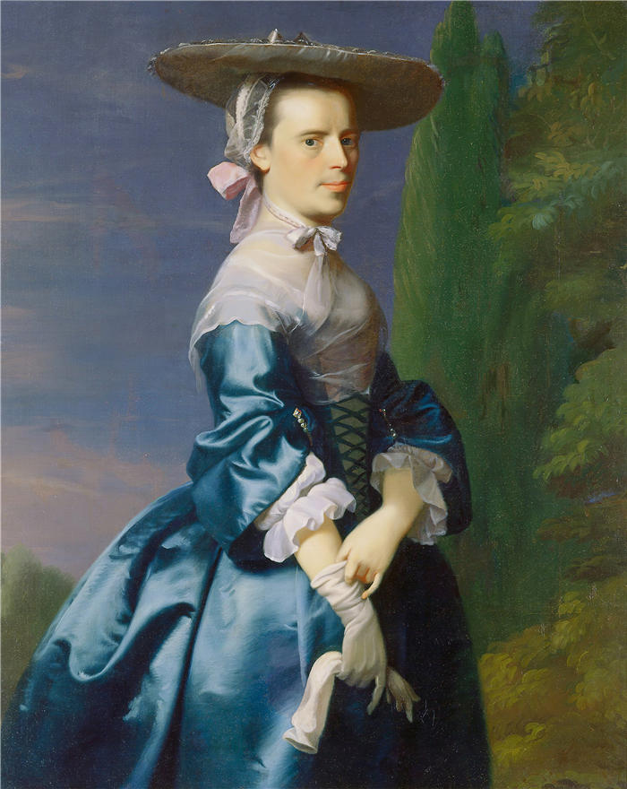 约翰·辛格尔顿·科普利 (John Singleton Copley，美国画家)高清作品-《Sarah Allen 的肖像（约 1763 年》