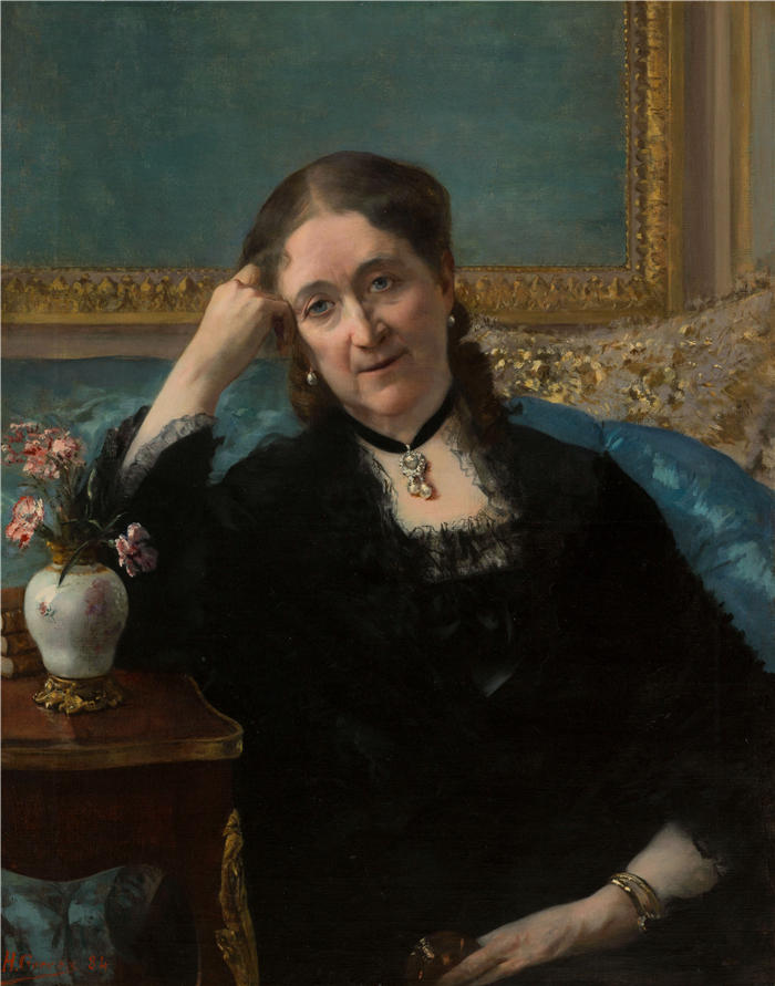 亨利·格韦克斯（Henri Gervex，法国画家）高清作品-《Blerzy 夫人肖像 (1884)》