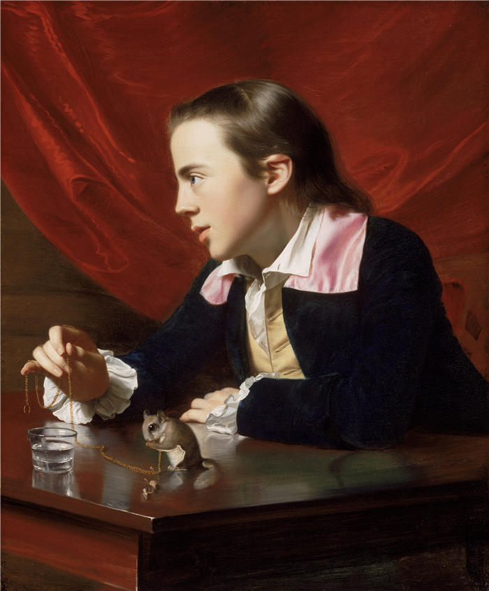 约翰·辛格尔顿·科普利 (John Singleton Copley，美国画家)高清作品-《一个带着飞鼠的男孩（亨利佩勒姆）（1765）》