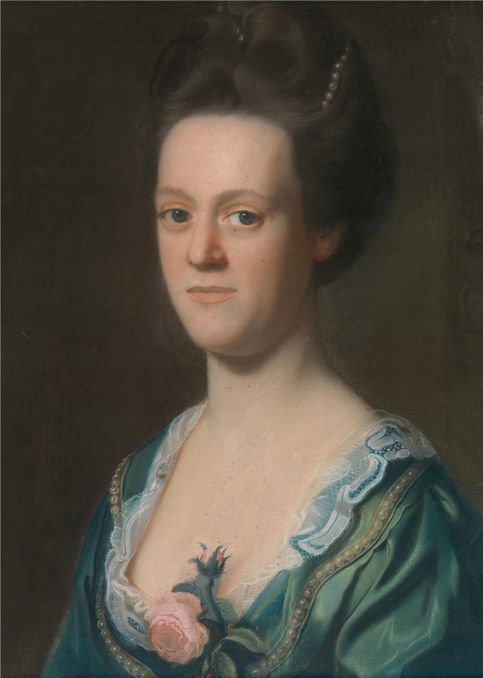 约翰·辛格尔顿·科普利 (John Singleton Copley,美国画家)高清作品-《伊丽莎白·格林(Ebenezer Storer II 夫人)(约 1767 年)》
