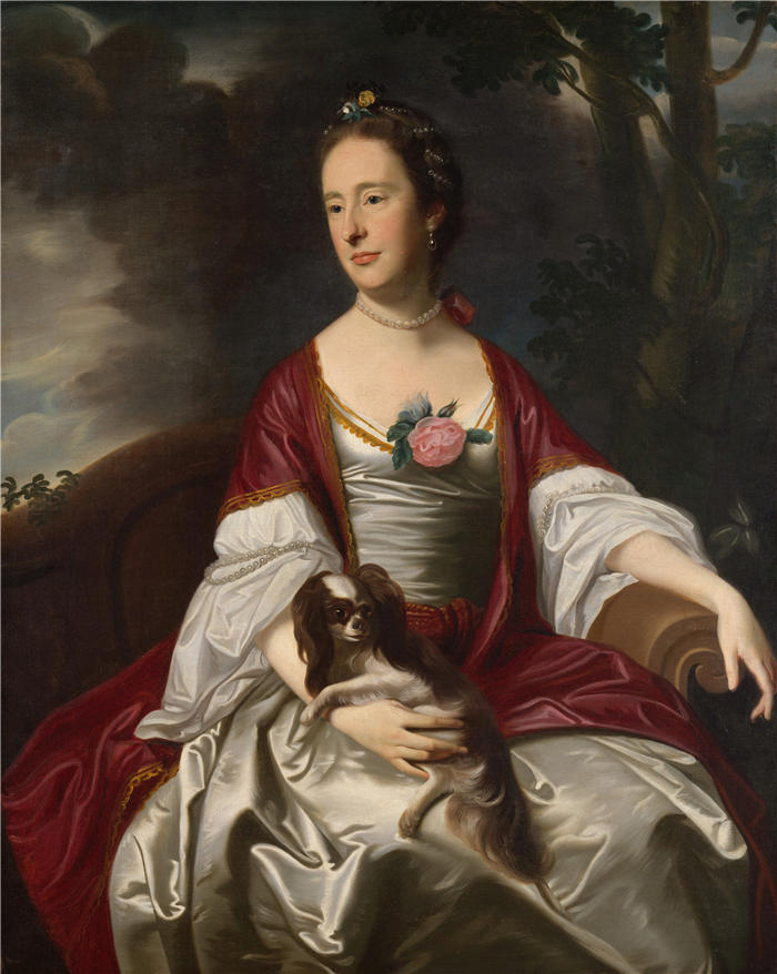 约翰·辛格尔顿·科普利 (John Singleton Copley,美国画家)高清作品-《Jerathmael Bowers 夫人(约 1763 年)》
