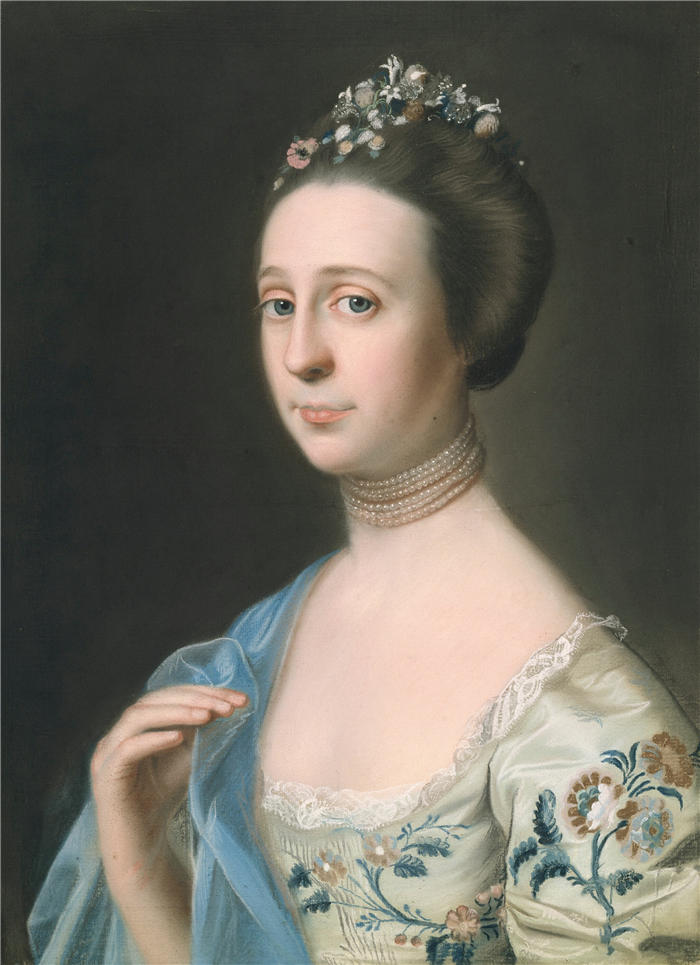 约翰·辛格尔顿·科普利 (John Singleton Copley，美国画家)高清作品-《亨利·希尔夫人（安娜·巴雷特）（约 1765-70 年）》