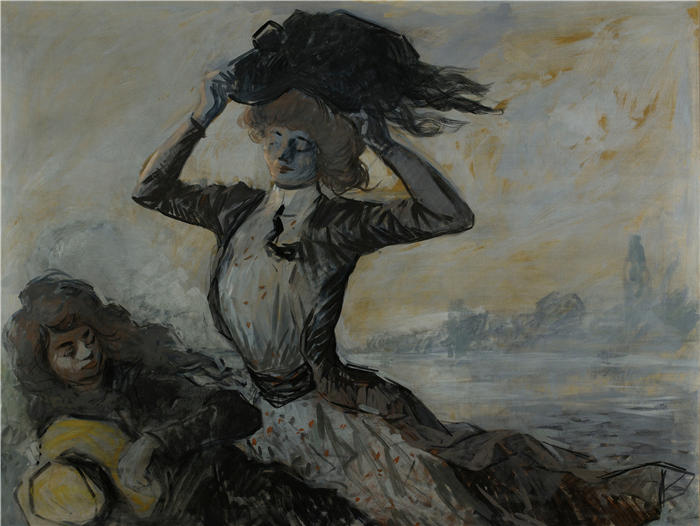 让·路易·福兰（Jean-Louis Forain，法国画家）高清作品-《出发 (1900)》