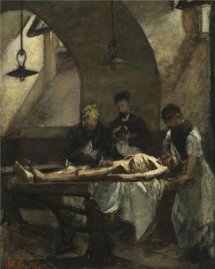 亨利·格韦克斯（Henri Gervex，法国画家）高清作品-《研究“主酒店的尸检”（1876 年）》
