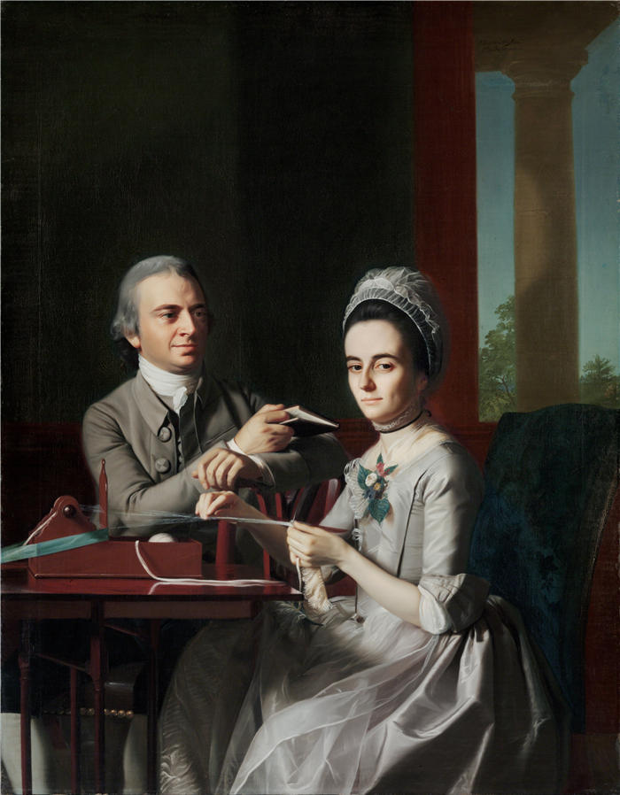 约翰·辛格尔顿·科普利 (John Singleton Copley，美国画家)高清作品-《托马斯·米夫林夫妇的肖像》