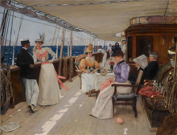 亨利·格韦克斯（Henri Gervex，法国画家）高清作品-《群岛上的游艇（1898 年）》