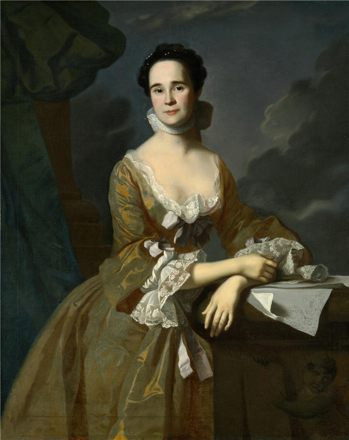 约翰·辛格尔顿·科普利 (John Singleton Copley，美国画家)高清作品-《丹尼尔哈伯德夫人（玛丽格林）（约 1764 年）》