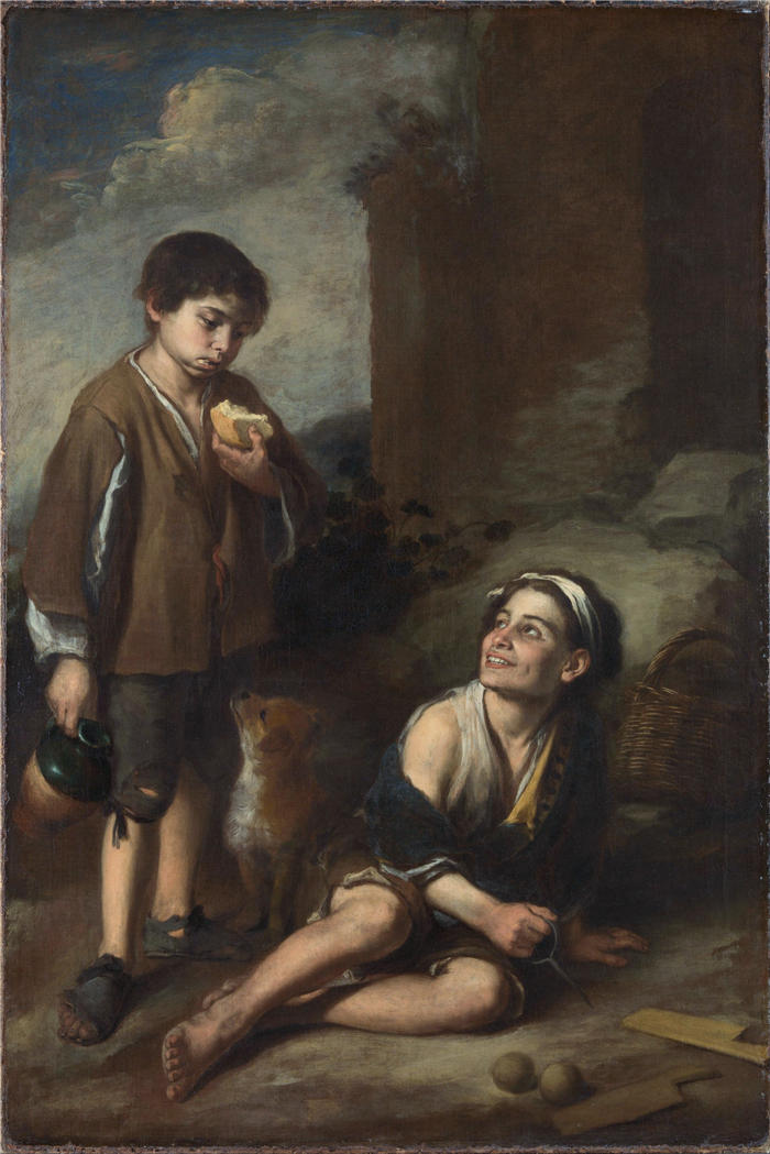 巴托洛梅·埃斯特班·穆里略（Bartolomé Esteban Murillo，西班牙画家）高清作品-《两个农民男孩》