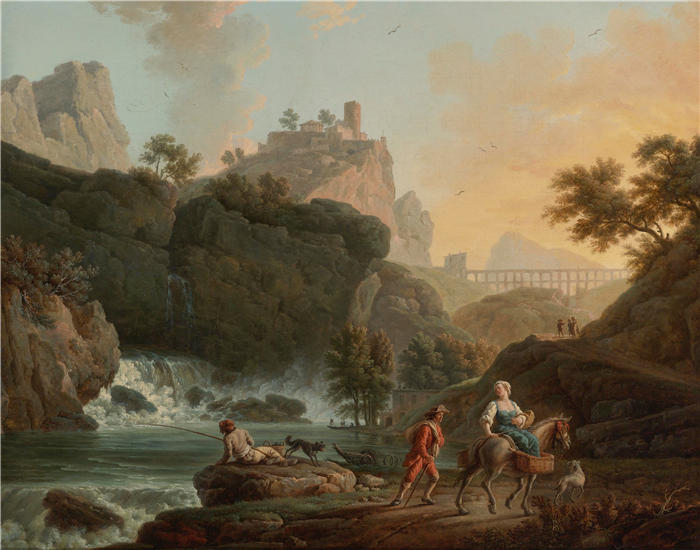克劳德·约瑟夫·韦内特（ Claude-Joseph Vernet，法国画家）高清作品-《岩石景观》